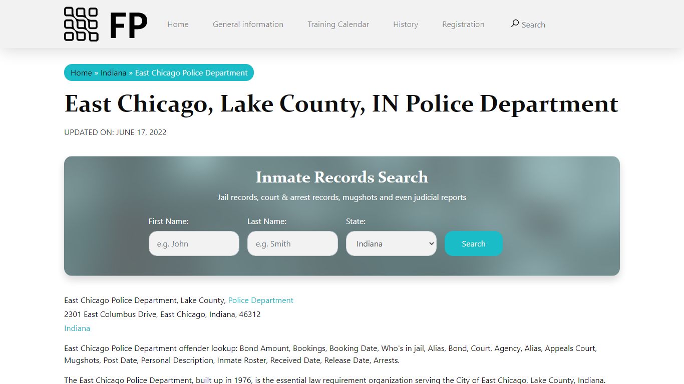 East Chicago, IN Police - City Jail Inmates, Arrests