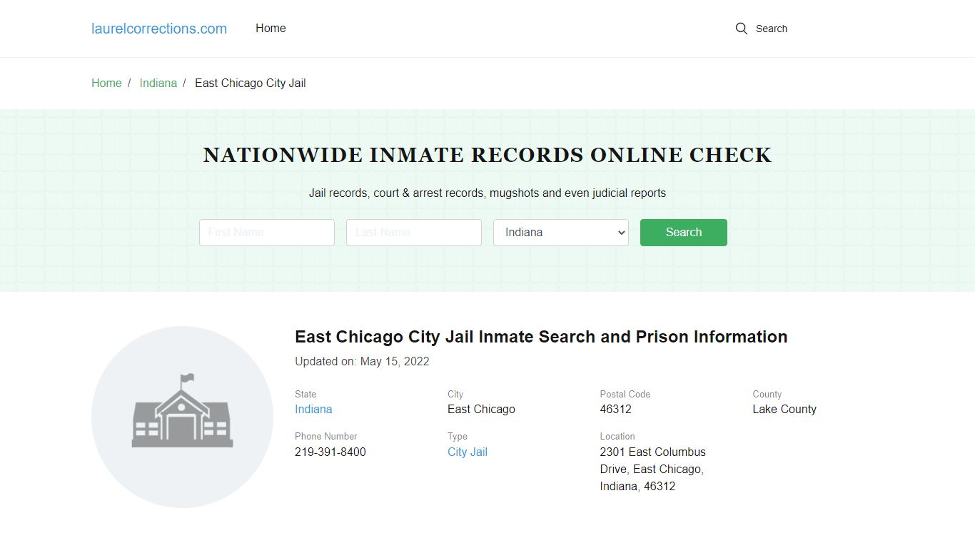 East Chicago City Jail Inmate Search and Prison Information - Laurel County