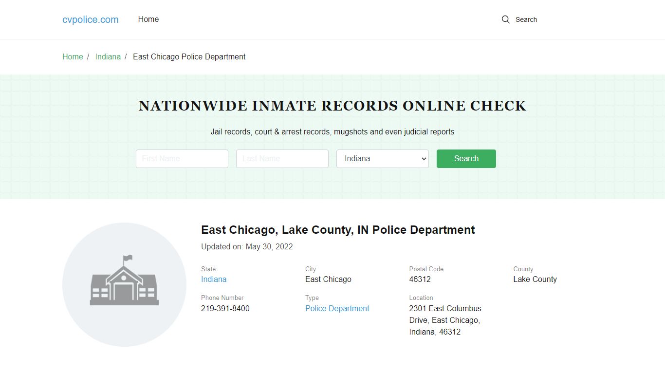 East Chicago, IN Police - City Jail Inmates, Arrests